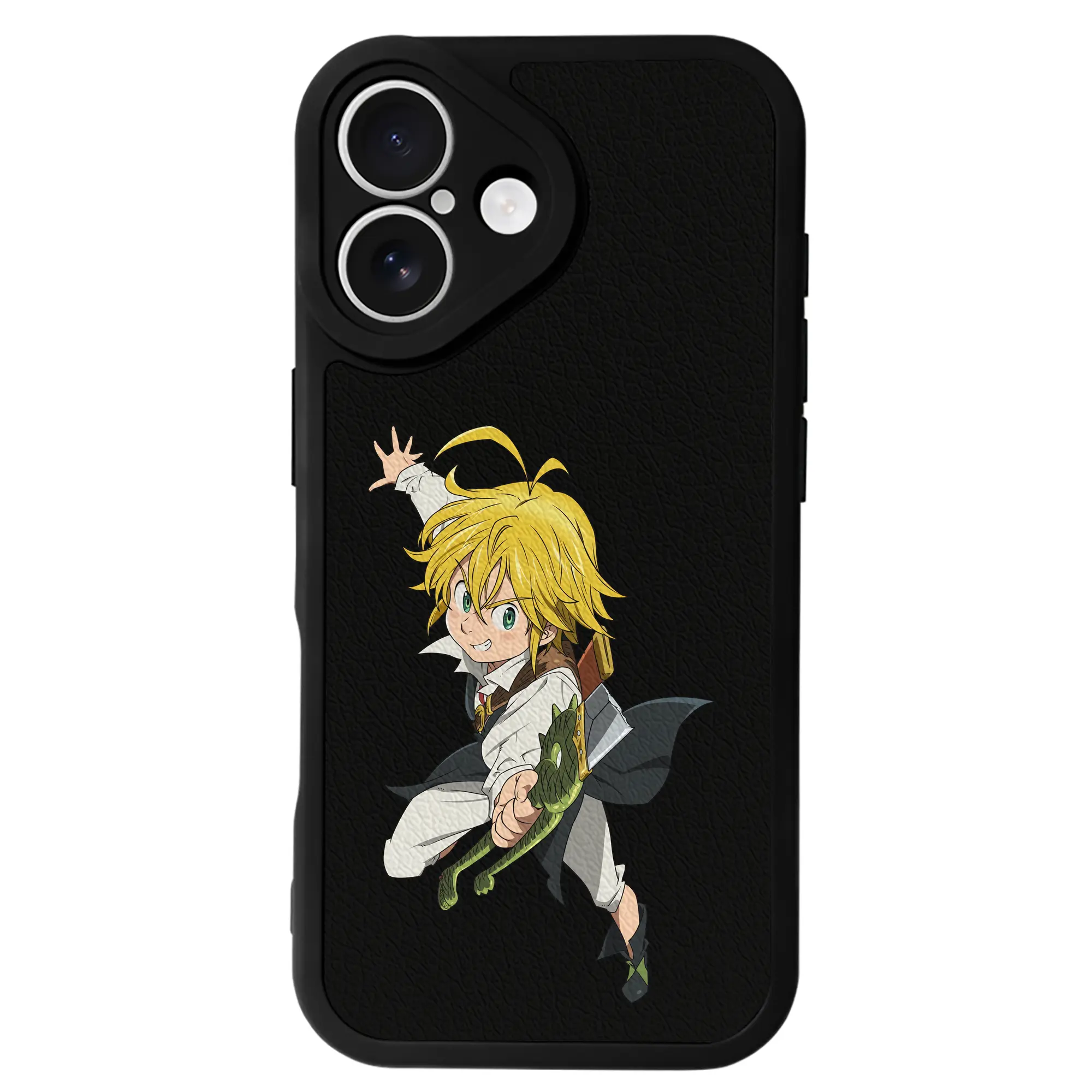 七つの大罪 グッズ メリオダス - IPhone 16シリーズ対応 ・ シリコンスマホケース ・ レザー調 ・ 高精度フィット ・ 耐衝撃 ・ ワイヤレス充電対応 ・ 精密カット